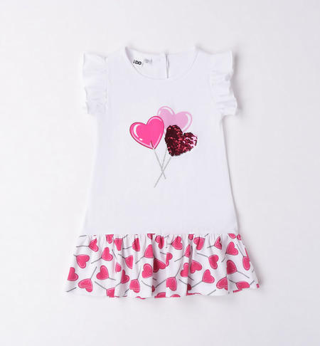Abito bambina cuore di paillettes BIANCO