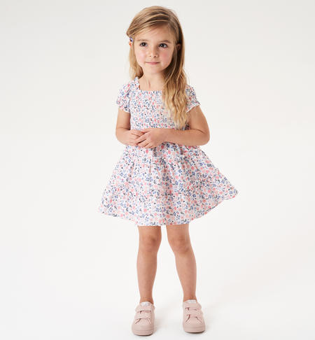 Girl's dress with small flowers WHITE