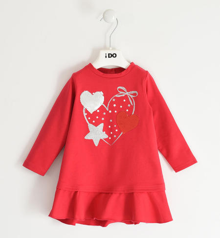 Abito bambina in felpa di cotone - da 12 mesi a 8 anni iDO ROSSO-2354