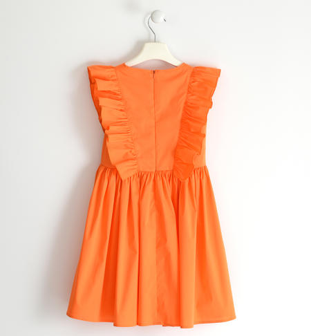 iDO stretch poplin dress with ruffles for girls from 8 to 16 years old ARANCIO-1865