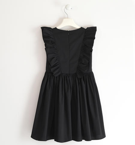 iDO stretch poplin dress with ruffles for girls from 8 to 16 years old NERO-0658