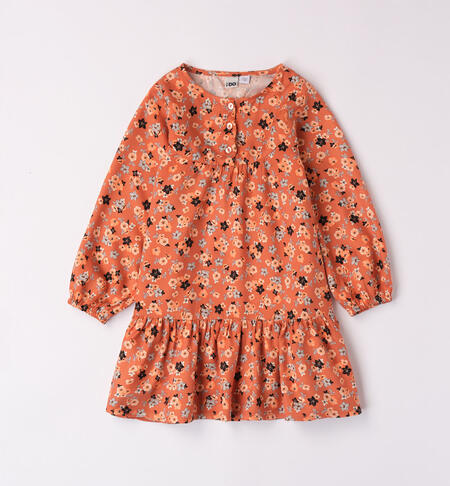 iDO dress with small flowers for girls from 9 months to 8 years COTTO-ARANCIO-6WL1