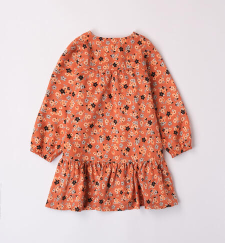 iDO dress with small flowers for girls from 9 months to 8 years COTTO-ARANCIO-6WL1