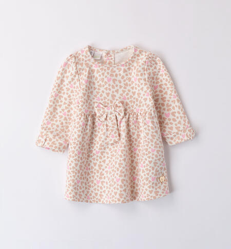 Little girls' all-over dress with hearts CREAM