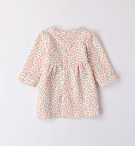 Little girls' all-over dress with hearts PANNA-BEIGE-6AAC