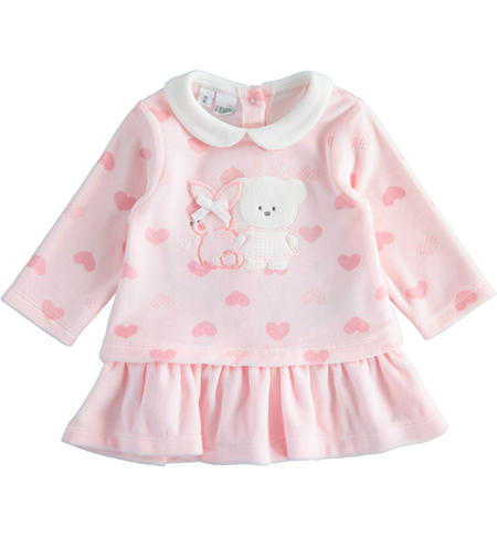 Chenille baby girl dress from 1 to 24 months iDO ROSA-ROSA-6TU3