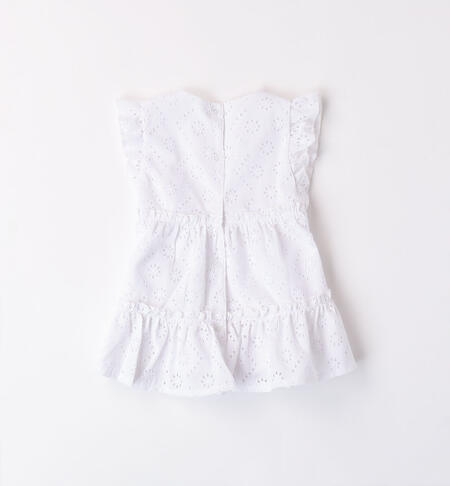 Girl's dress in broderie anglaise BIANCO-0113