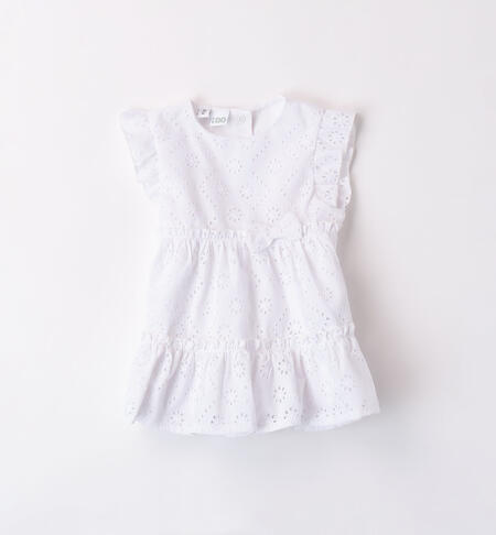 Girl's dress in broderie anglaise BIANCO-0113