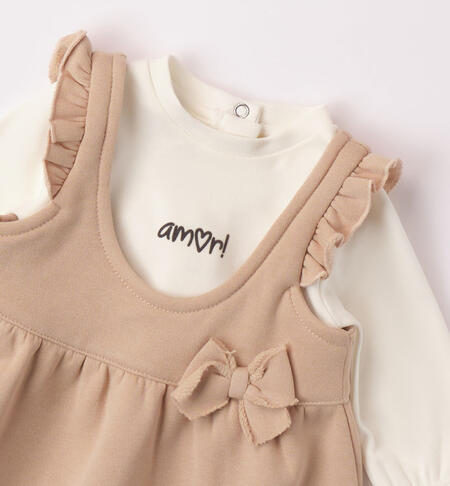 iDO dress with bodysuit for girls from 1 to 24 months BEIGE-0924