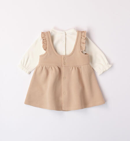 iDO dress with bodysuit for girls from 1 to 24 months BEIGE-0924