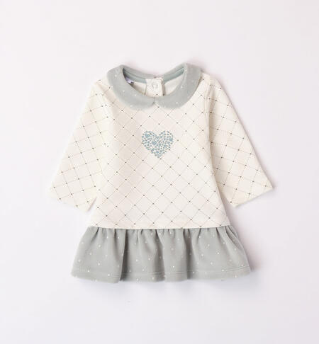 iDO dress with heart for girls from 1 to 24 months PANNA-GRIGIO-6WL9