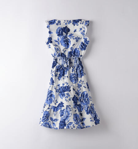 Girl's dress with blue flowers BLU-BIANCO-6ALF
