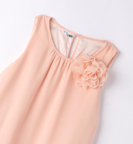 Girl's elegant dress with flower BEIGE ROSE-1044