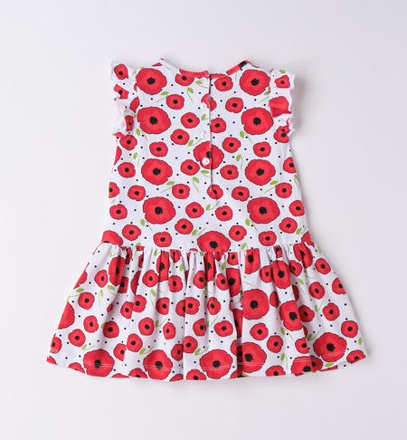 iDO patterned summer dress for girls from 9 months to 8 years BIANCO-ROSSO-6VM3