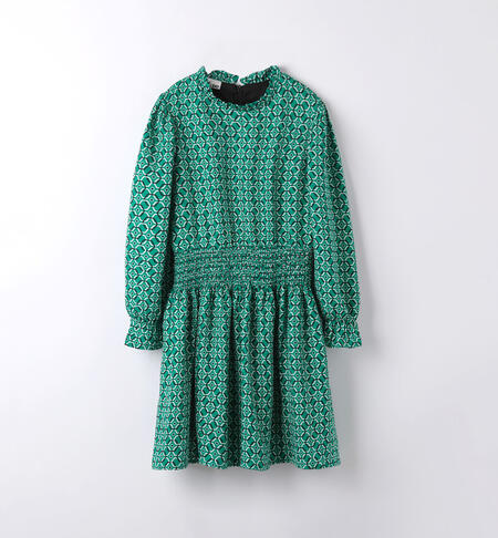 Patterned dress for girls aged 8 to 16 years VERDE-NERO-6K53