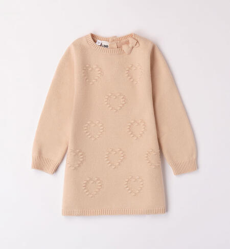 iDO knitted mini dress for girls from 9 months to 8 years BEIGE-0916