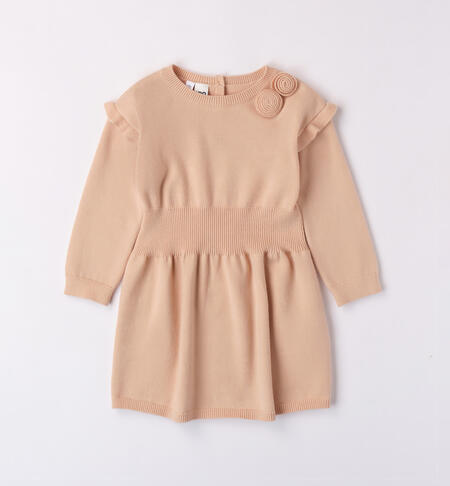 iDO tricot dress for girls aged 9 months to 8 years BEIGE-0916
