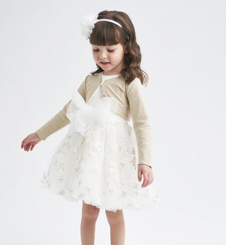 Girls' floral tulle dress CREAM