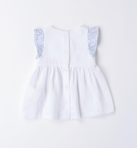iDO 100% cotton muslin dress for baby girl from 1 to 24 months BIANCO-0113