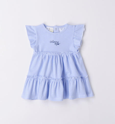 Striped patterned baby girl dress BIANCO-LAVANDA-6VY9