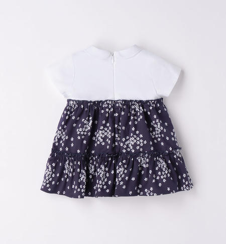 iDO little flower dress for baby girl from 1 to 24 months BIANCO-BLU-6V12