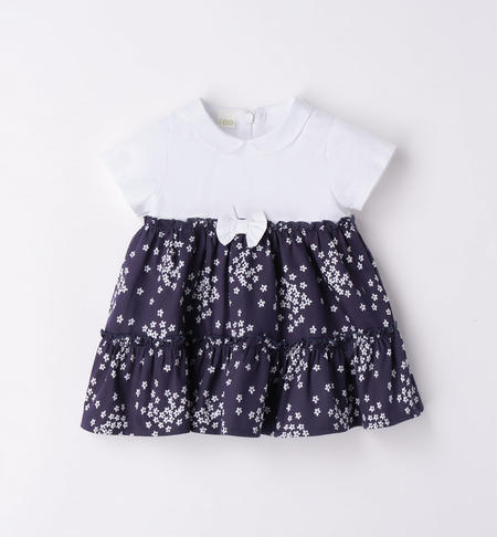 iDO little flower dress for baby girl from 1 to 24 months BIANCO-BLU-6V12