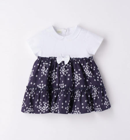 iDO little flower dress for baby girl from 1 to 24 months BIANCO-BLU-6V12