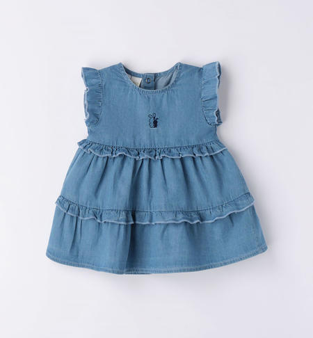 Abito neonata in fresco denim 100% cotone BLU