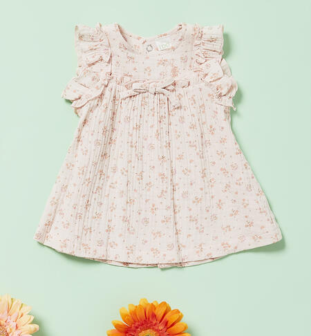 Girls' dress with bow PINK