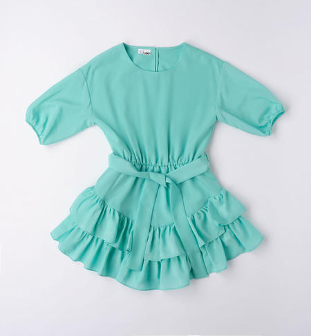 iDO dress with belt for girls from 8 to 16 years VERDE ACQUA-4636