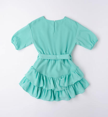 iDO dress with belt for girls from 8 to 16 years VERDE ACQUA-4636