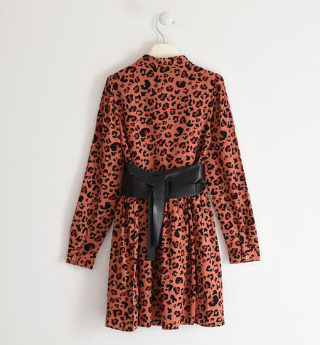 Abito ragazza fantasia animalier - da 8 a 16 anni iDO MATTONE-NERO-6UQ1