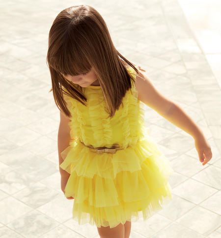 Girl's sleeveless dress in tulle YELLOW