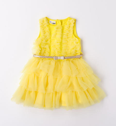 iDO sleeveless tulle dress for girls from 9 months to 8 years GIALLO-1434