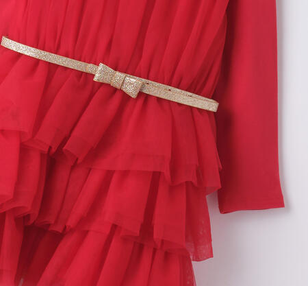 iDO red tulle dress for girls aged 9 months to 8 years ROSSO-2253
