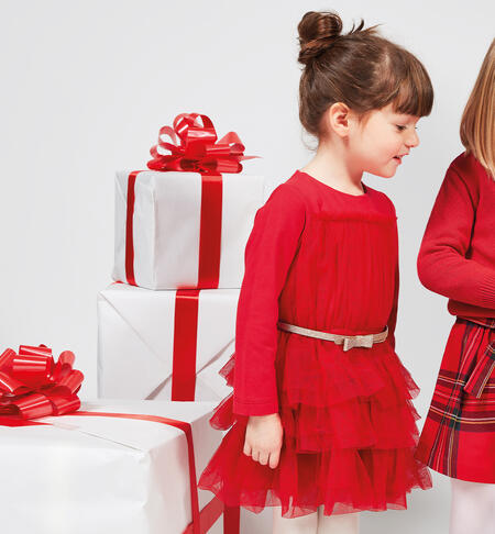 Abito tulle bambina rosso da 9 mesi a 8 anni iDO ROSSO-2253