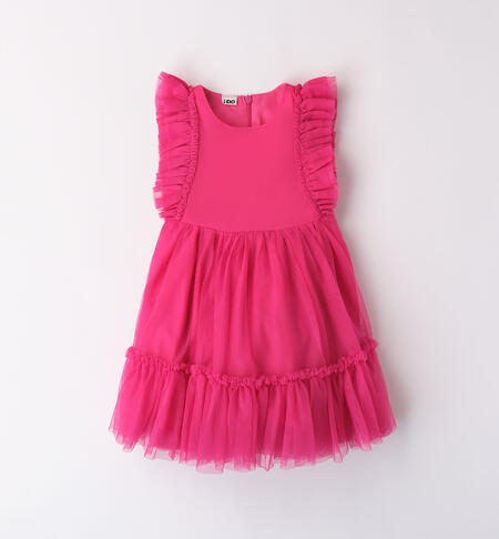 Girls' sleeveless tulle dress  FUXIA-2445
