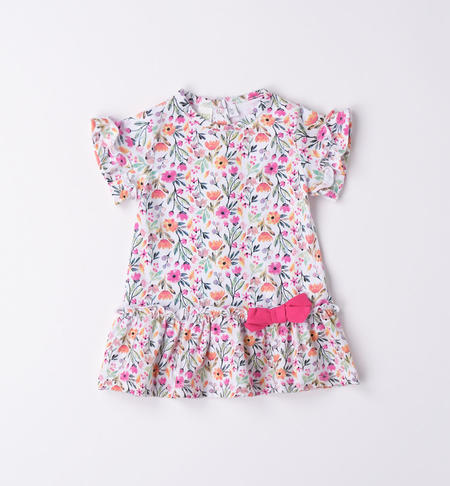 iDO baby girl dress in various patterns from 1 to 24 months BIANCO-FUCSIA-6V56