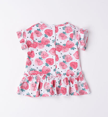 iDO baby girl dress in various patterns from 1 to 24 months BIANCO-FUCSIA-6V27