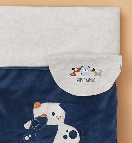 Bib for baby boy with puppies GREY