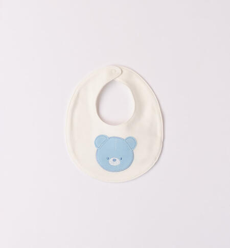 Bib for baby boy with teddy bear CREAM