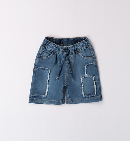 Denim shorts with patches for boys BEIGE