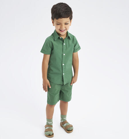 Boys' cotton Bermuda shorts GREEN