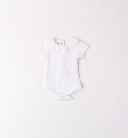 Baby girls' ribbed bodysuit WHITE