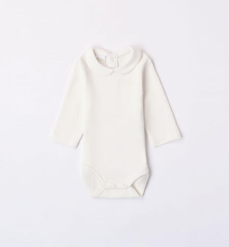 Bodysuit for baby boy with collar CREAM