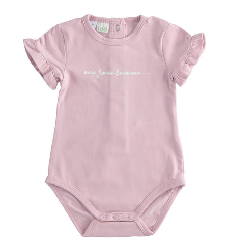 Baby girl bodysuit with short gathered sleeves for newborn from 1 to 24 months iDO MALVA-3016