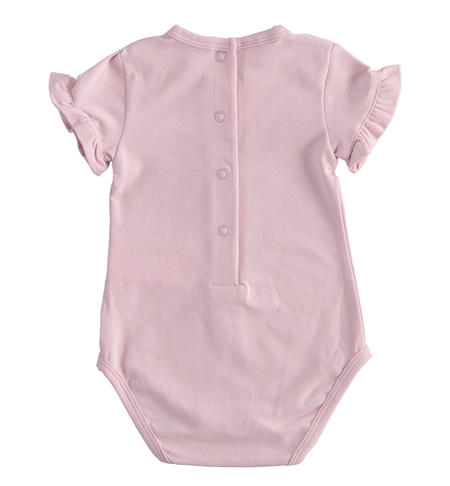 Baby girl bodysuit with short gathered sleeves for newborn from 1 to 24 months iDO MALVA-3016