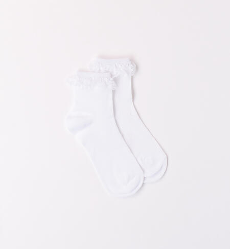 Girl's white socks with ruffle WHITE