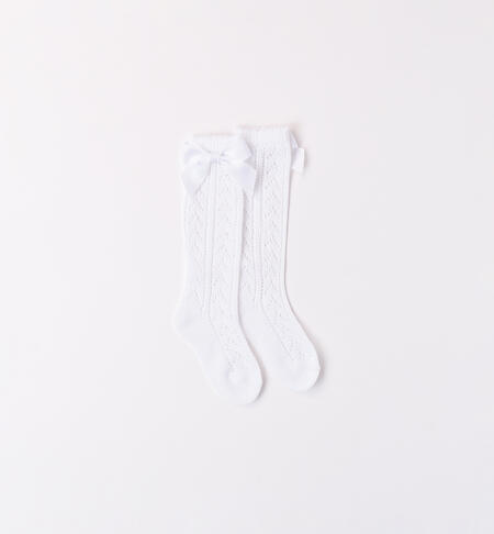 Baby girl socks with bow WHITE