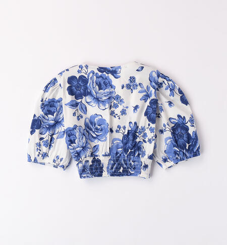 Floral shirt for girls BLU-BIANCO-6ALF